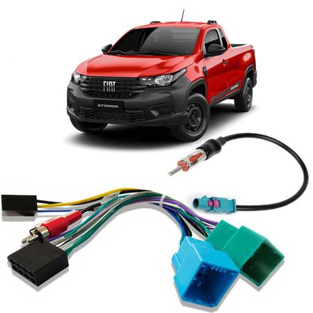 Imagem de Kit Chicote Rádio Som Automotivo Plug And Play Fiat Strada 2018 2019 2020 2021 2022