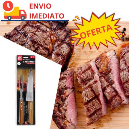 Imagem de Kit Churrasco 2 Pçs Garfo Faca Trincha Cozinha Churrascaria