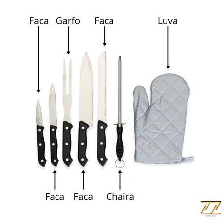 Imagem de Kit Churrasco 7 Peças com Bolsa de Nylon - Preta