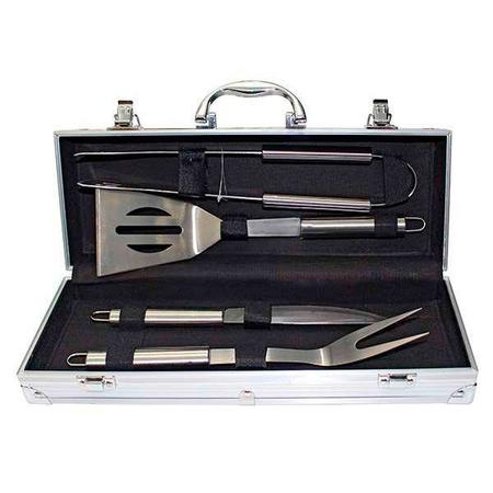 Imagem de Kit Churrasco Aço Inox Com 4 Peças Maleta Churrasqueiro Bs4 A7763KIT