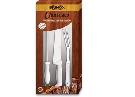 Imagem de Kit Churrasco Brinox Precision Garfo + Faca + Chaira Branco