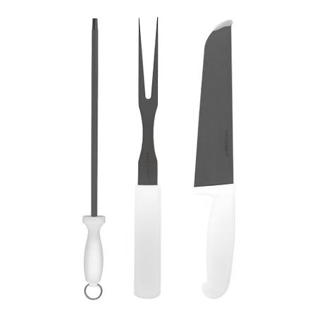 Kit Churrasco: Faca 9 + Garfo 4 Dentes + Chaira 10 - Armazém Artesano