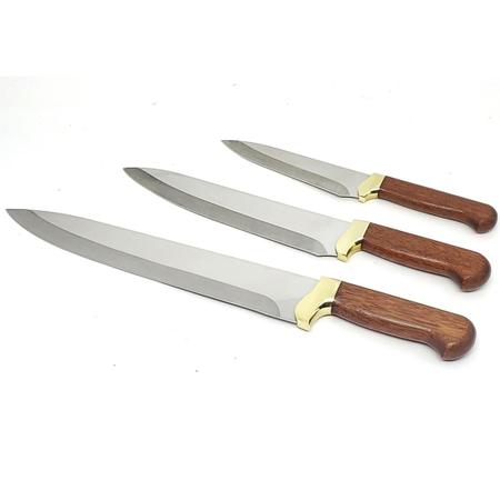 Imagem de Kit Churrasco e Cozinha Arkhip Trichef 12'' 9'' 6'' Cabo Madeira Caixa