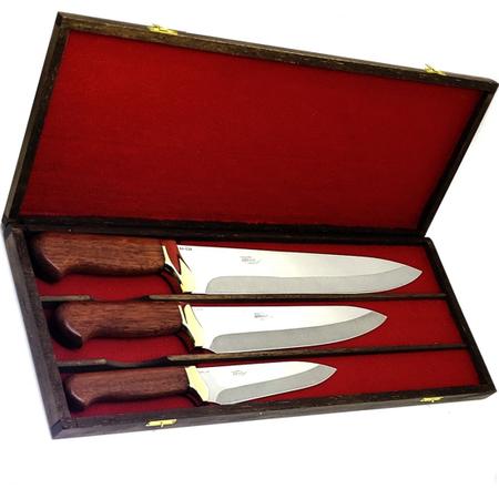 Imagem de Kit Churrasco e Cozinha Arkhip Trichef 12'' 9'' 6'' Cabo Madeira Caixa