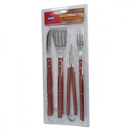 Kit Churrasco Mor-Garfo + Faca +Espatula + Pegador Imagem de Kit Churrasco Mor-Garfo + Faca +Espatula + Pegador