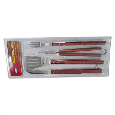 Kit Churrasco Mor-Garfo + Faca +Espatula + Pegador Imagem de Kit Churrasco Mor-Garfo + Faca +Espatula + Pegador