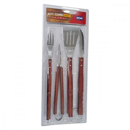 Kit Churrasco Mor-Garfo + Faca +Espatula + Pegador Imagem de Kit Churrasco Mor-Garfo + Faca +Espatula + Pegador