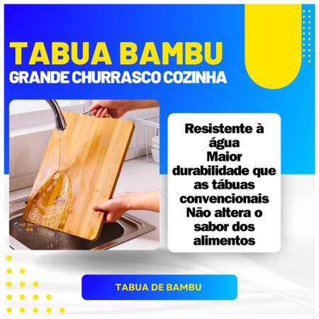 Imagem de Kit Churrasco Tabua Bambu 24x34cm Faca Garfo e Chaíra Masterchef Inox 4 Peças