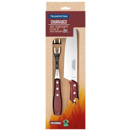 Kit Churrasco Tramontina Garfo Faca Trinchante Polywood 2 peças