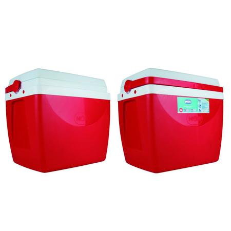 Imagem de Kit churrasqueira araguaia + caixa termica vermelha 34 litros mor