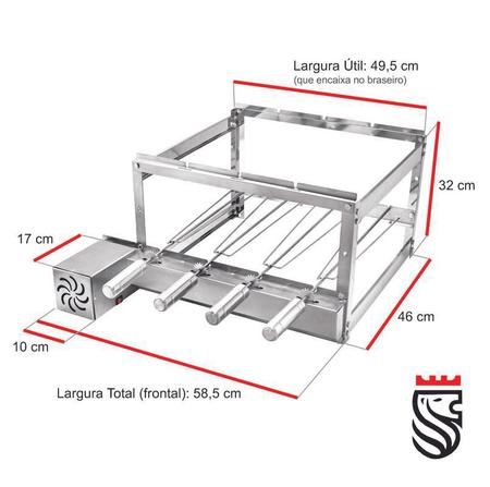 ESPETO ESPADA P/ CHURRASQUEIRAS GIRATÓRIAS 4/5/6 ESPETOS