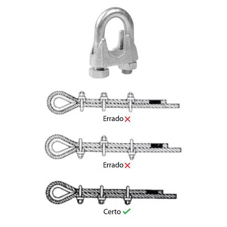 Imagem de Kit Clips Grampo Para Cabo de Aço 1/4'' 1,0003 (Com 100 Unidades) - Nord 