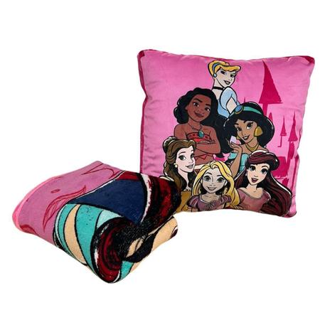 Kit Cobertor Manta E Almofada Disney Princesas - Zona Criativa Imagem de Kit Cobertor Manta E Almofada Disney Princesas