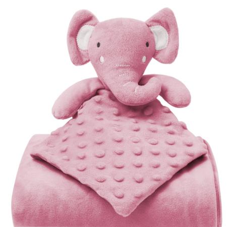 Imagem de KIt Cobertor Naninha Bebê Mantinha Cheirinho Pipoquinha Elefantinho