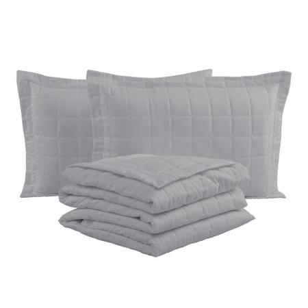 Imagem de Kit Cobre Leito Colcha King 3Pçs Soft Berlim - Cinza