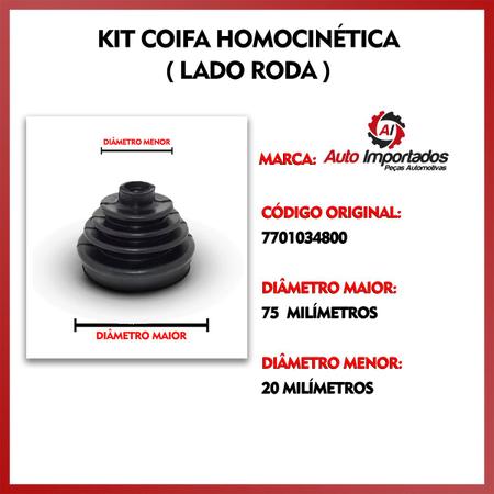 Imagem de Kit Coifa Borracha Graxa Abraçadeira Homocinética Lado Roda Renault Clio 1996 1997 1998 1999