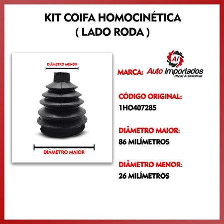 Imagem de Kit Coifa Borracha Graxa Abraçadeira Homocinética Lado Roda Volkswagen Polo Classic 1996 1997 1998 1999 2000 2001