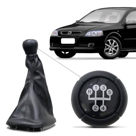 Imagem de Kit Coifa de Cambio Manopla Astra Hatch Sedan 1999 a 2012 Preta com Bola Preta