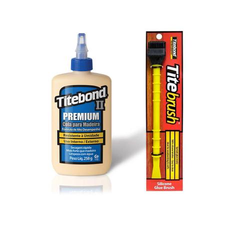 Imagem de Kit Cola para Madeira II Premium Wood Glue 237 ml e Pincel de Silicone Titebrush