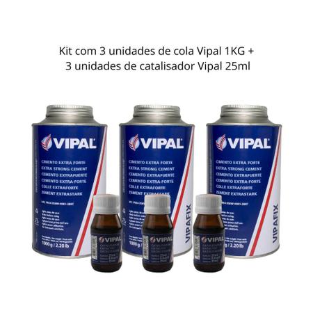 Imagem de Kit Colas Emenda de Correia e Catalisadores Vipal 3 unidades