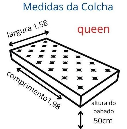 Imagem de kit Colcha Casal Queen Bordada Com Babado 2,70 X 2,60 Cama Box  Cobre Leito Decorativo 3 Peças