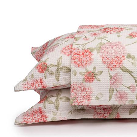 Imagem de Kit Colcha Dohler Piquet Estampado Melina - 100% Algodão - Floral - Casal