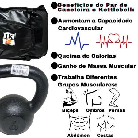 Imagem de Kit Colchonete Azul + Caneleira 1Kg + kettlebell Pintado 6kg