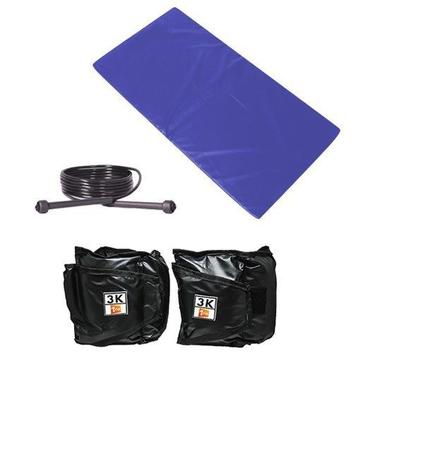 Kit Colchonete + Corda de Pular + Par de Caneleira 3kgs 1 Fit Imagem de Kit Colchonete + Corda de Pular + Par de Caneleira 3kgs 1 Fit