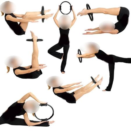 Imagem de Kit Colchonete em Eva Preto 10mm com Alca + Arco Anel Yoga Pilates  Mandiali 
