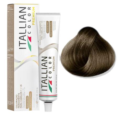 Imagem de Kit Coloração Itallian Premium 60g Louro Cinza Marrom 7.17 + Emulsão Oxi 20vol.x100ml.