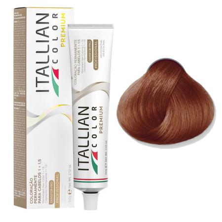 Imagem de Kit Coloração Itallian Premium 60g Louro Cobre Intenso 7.44 + Emulsão Oxi 20vol.x100ml.