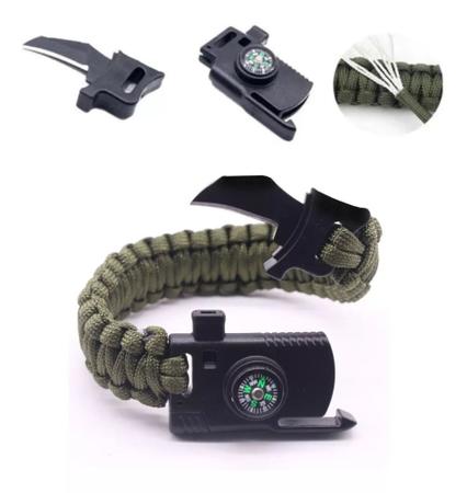 Kit Sobrevivência Tático Canivete Paracord Pederneira Pesca Acampame