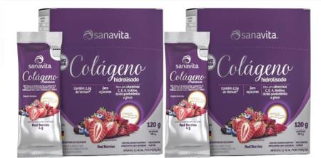 Imagem de Kit com 02 Unidades Colágeno Verisol Sabor Red Berries Display 120g c/30 Sachês de 4g cada-Sanavita