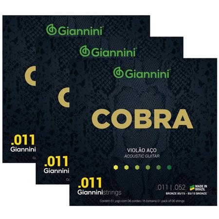 Jogo De Cordas Para Violão De Aço Giannini 011 Cobra - American Musical e  Magazine