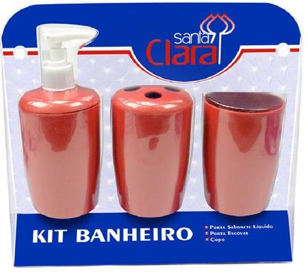 Imagem de Kit Com 03 Peças Para Banheiro Vermelho- Santa Clara