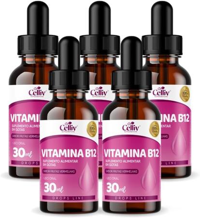 Imagem de Kit Com 05 - Vitamina B12 Em Gotas 30ml Celliv