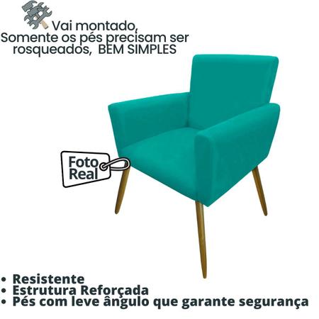 Imagem de Kit com 1 Namoradeira 2 Poltronas Nina Para Sala de Espera Recepção Clinica 4 Lugares Resistente Sala de Estar