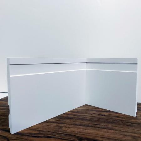 Imagem de Kit com 10 Barras de Rodapé de Poliestireno Frisado - Branco - 12cm de altura  (12x1x240cm)