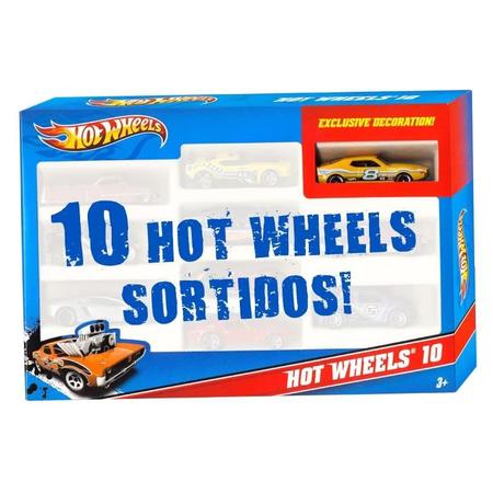 Carros Hot Wheels Com 10 Carros Sortidos Escala 1:64 Mattel