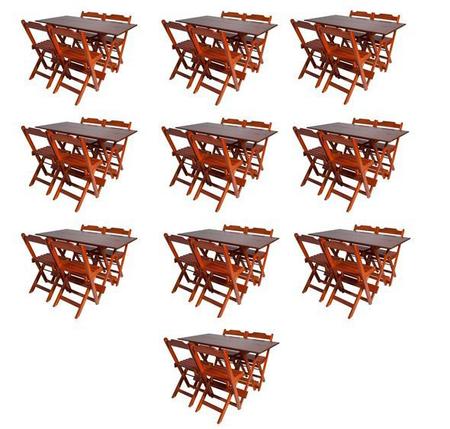Conjunto Dobrável de Mesa 120x70 com 1 Mesa e 4 Cadeiras em