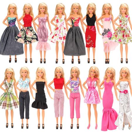 Kit com 10 Conjuntos De Roupas Para Bonecas Barbie - Não Repete no