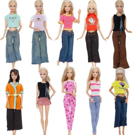 Kit com 5 Conjuntos De Roupas Para Bonecas Barbie - Não Repete em
