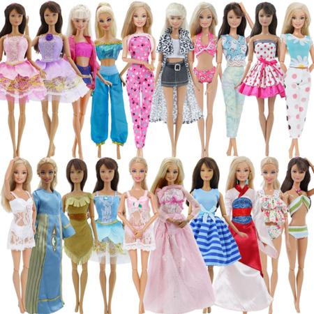 Kit com 10 Conjuntos De Roupas Para Bonecas Barbie - Não Repete em