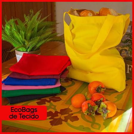 Imagem de Kit com 10 Ecobags 30x40 Cores Variadas Sacolas Ecológicas de Tecido Sublimático 100% Poliéster