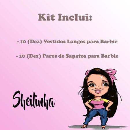 Kit 10 Roupas Vestidos Boneca Barbie 20 Sapatos 20 Acessório