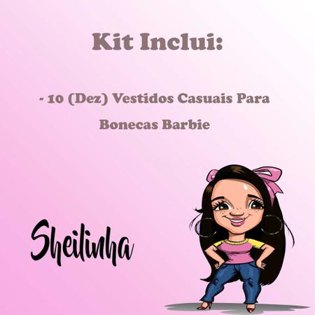 Imagem de Kit com 10 Vestidos Casuais para Bonecas - Compatível com Bonecas de Até 30cm de Altura