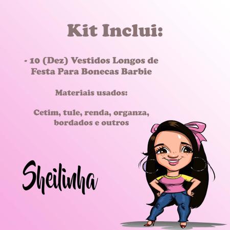 Kit de Roupas Para Bonecas 5 Vestidos Longos + 5 Conjuntos Casuais -  Compatível com Barbie e Frozen - Sheilinha Confecção - Roupa de Boneca -  Magazine Luiza