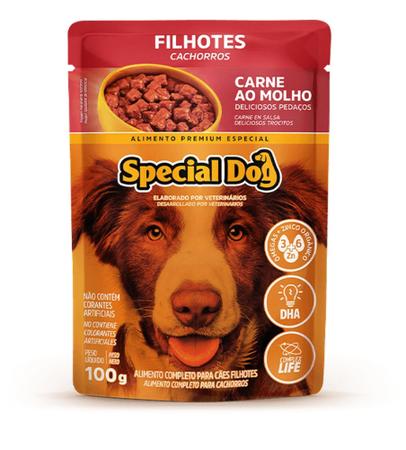Imagem de Kit com 12 Unidades Ração Úmida Special Dog para Cães Filhotes Sabor CARNE - 100g cada