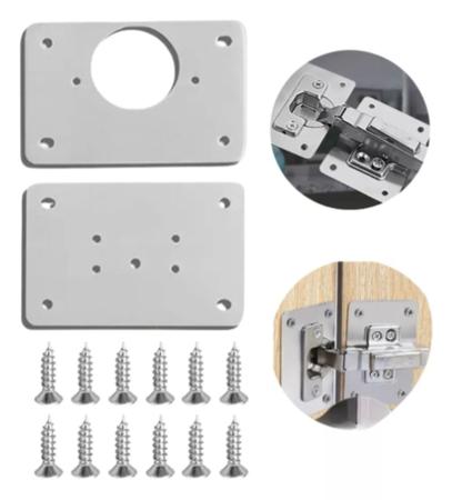 Imagem de Kit Com 14 Placas De Reparo Para Consertar Dobradiça Armário Porta Mdf