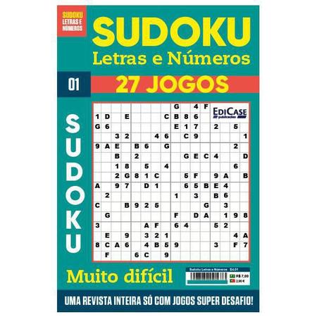 Kit 2 Livros Sudoku Letras e Números Ed.1 Muito Difícil - Muito Difícil -  16x16 1 jogo por página